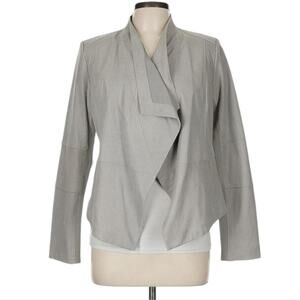 G.I.L.I. Got It Love It Elegant Gray Leather Waterfall Women's Jacket Size 10